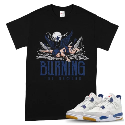 TeeVivo Jordan 4 SB Navy Shirt, Burning the ground Shirt, SB Navy 4s Shirt, Jordan 4 Outfit
