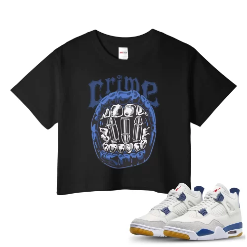 TeeVivo Jordan 4 SB Navy Crop Top, Crime Crop Top, SB Navy 4s Crop Top, Jordan 4 Outfit