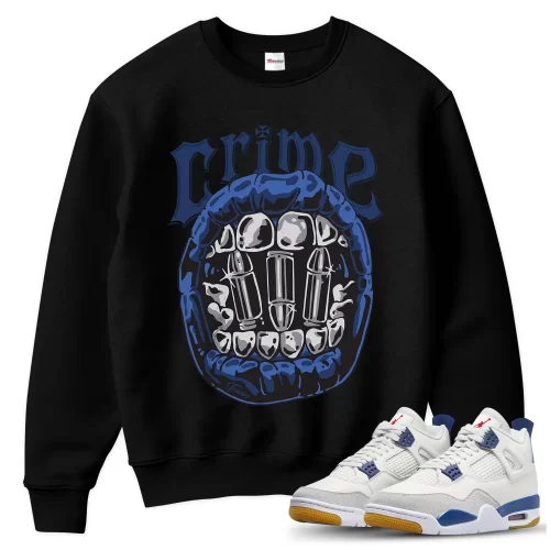 TeeVivo Jordan 4 SB Navy Sweatshirt, Crime Sweatshirt, SB Navy 4s Sweatshirt, Jordan 4 Outfit