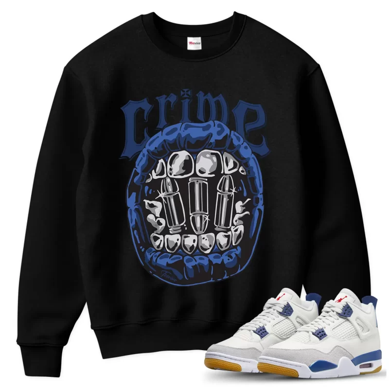TeeVivo Jordan 4 SB Navy Sweatshirt, Crime Sweatshirt, SB Navy 4s Sweatshirt, Jordan 4 Outfit
