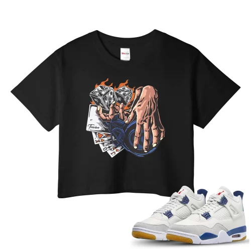 TeeVivo Jordan 4 SB Navy Crop Top, Gambling Crop Top, SB Navy 4s Crop Top, Jordan 4 Outfit