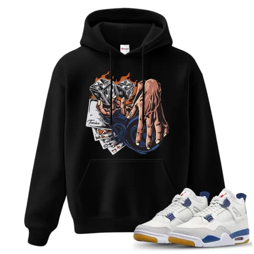 TeeVivo Jordan 4 SB Navy Hoodie, Gambling Hoodie, SB Navy 4s Hoodie, Jordan 4 Outfit