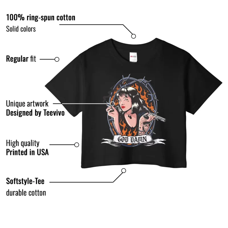 TeeVivo Jordan 4 SB Navy Crop Top, God Daaamn Crop Top, SB Navy 4s Crop Top, Jordan 4 Outfit