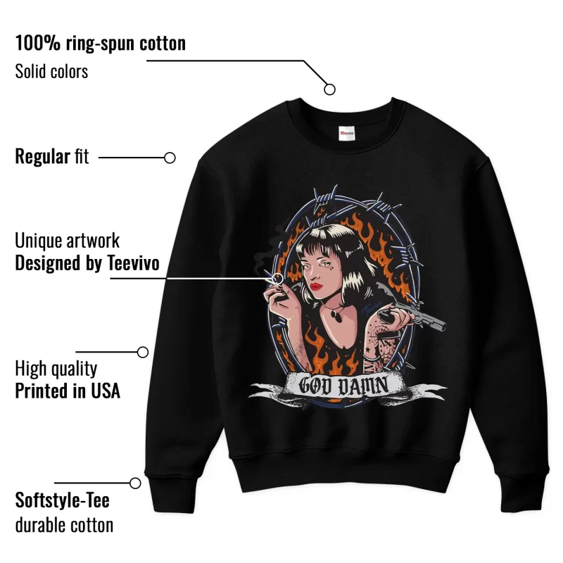 TeeVivo Jordan 4 SB Navy Sweatshirt, God Daaamn Sweatshirt, SB Navy 4s Sweatshirt, Jordan 4 Outfit