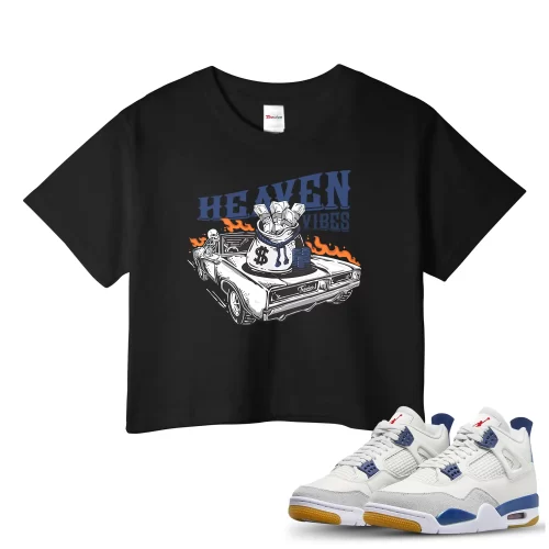 TeeVivo Jordan 4 SB Navy Crop Top, Heaven vibes Crop Top, SB Navy 4s Crop Top, Jordan 4 Outfit