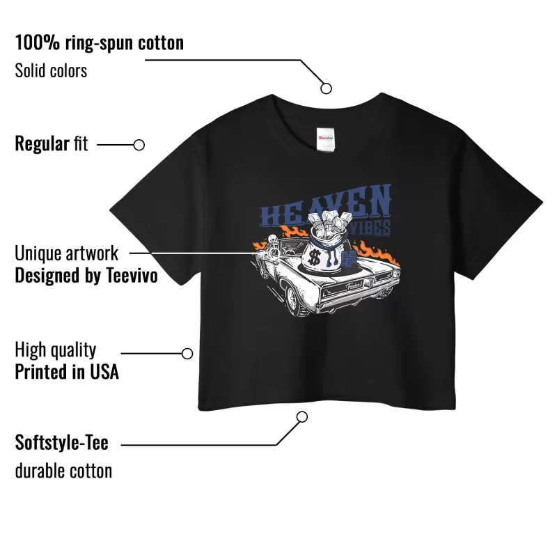 TeeVivo Jordan 4 SB Navy Crop Top, Heaven vibes Crop Top, SB Navy 4s Crop Top, Jordan 4 Outfit