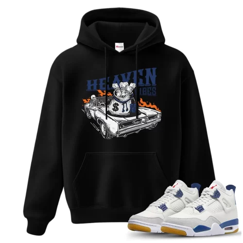 TeeVivo Jordan 4 SB Navy Hoodie, Heaven vibes Hoodie, SB Navy 4s Hoodie, Jordan 4 Outfit