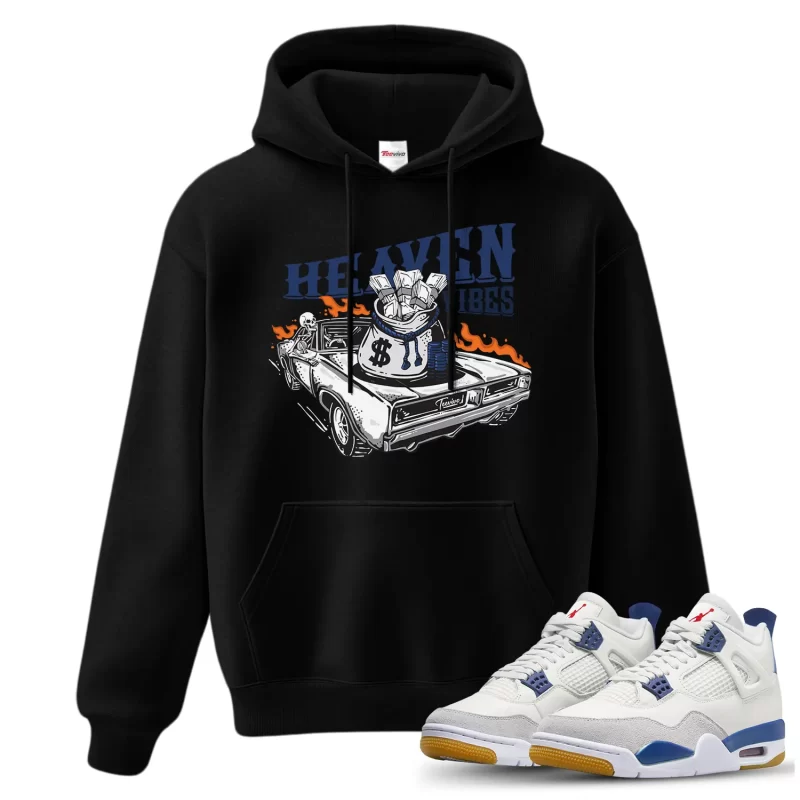 TeeVivo Jordan 4 SB Navy Hoodie, Heaven vibes Hoodie, SB Navy 4s Hoodie, Jordan 4 Outfit