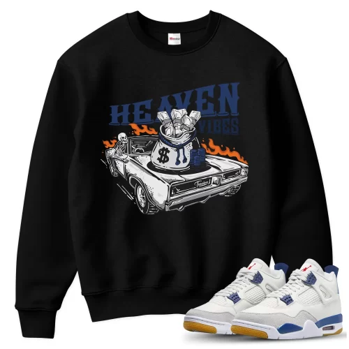 TeeVivo Jordan 4 SB Navy Sweatshirt, Heaven vibes Sweatshirt, SB Navy 4s Sweatshirt, Jordan 4 Outfit