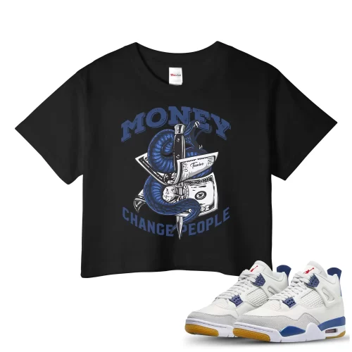 TeeVivo Jordan 4 SB Navy Crop Top, Money change people Crop Top, SB Navy 4s Crop Top, Jordan 4 Outfit