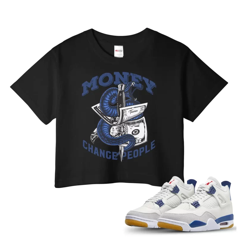 TeeVivo Jordan 4 SB Navy Crop Top, Money change people Crop Top, SB Navy 4s Crop Top, Jordan 4 Outfit