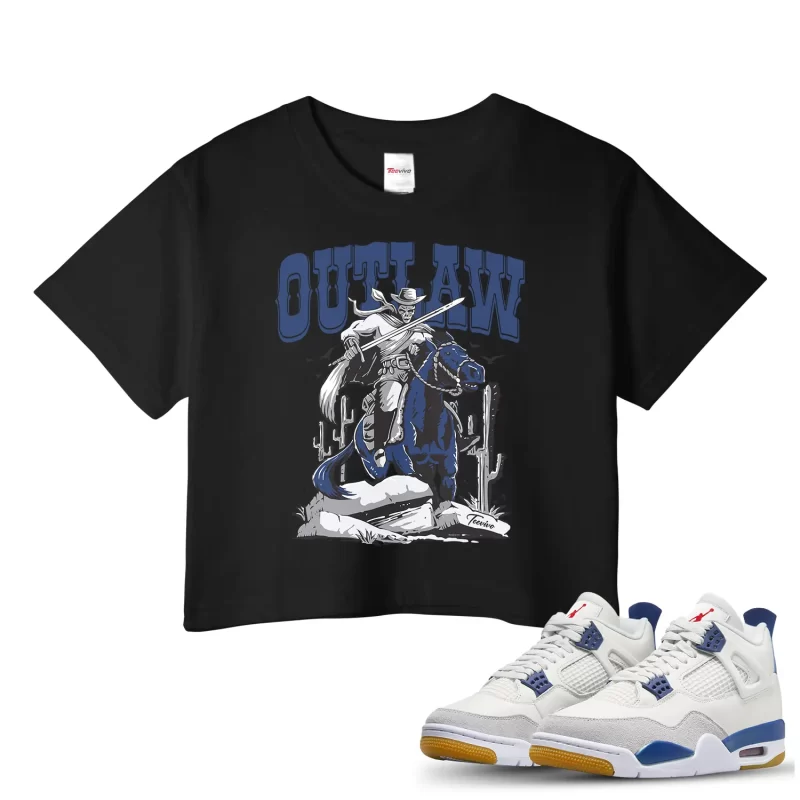 TeeVivo Jordan 4 SB Navy Crop Top, Outlaw Crop Top, SB Navy 4s Crop Top, Jordan 4 Outfit
