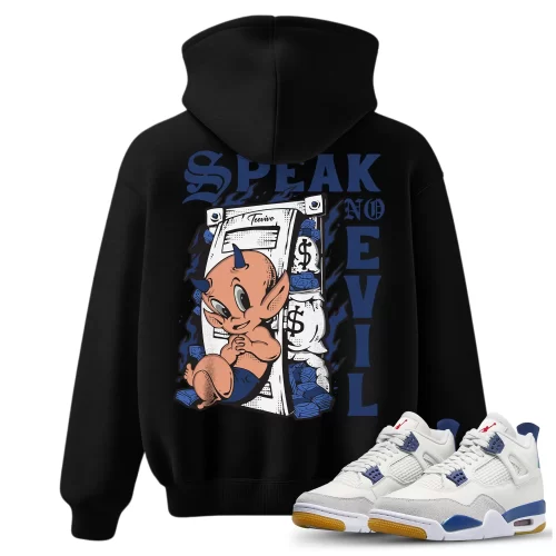 TeeVivo Jordan 4 SB Navy Hoodie, Speak no evil Hoodie, SB Navy 4s Hoodie, Jordan 4 Outfit