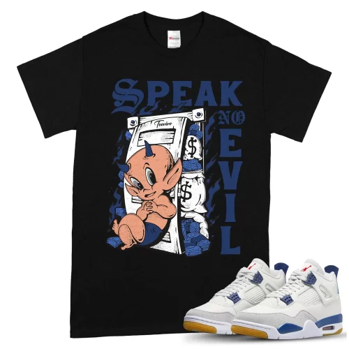 TeeVivo Jordan 4 SB Navy Shirt, Speak no evil Shirt, SB Navy 4s Shirt, Jordan 4 Outfit