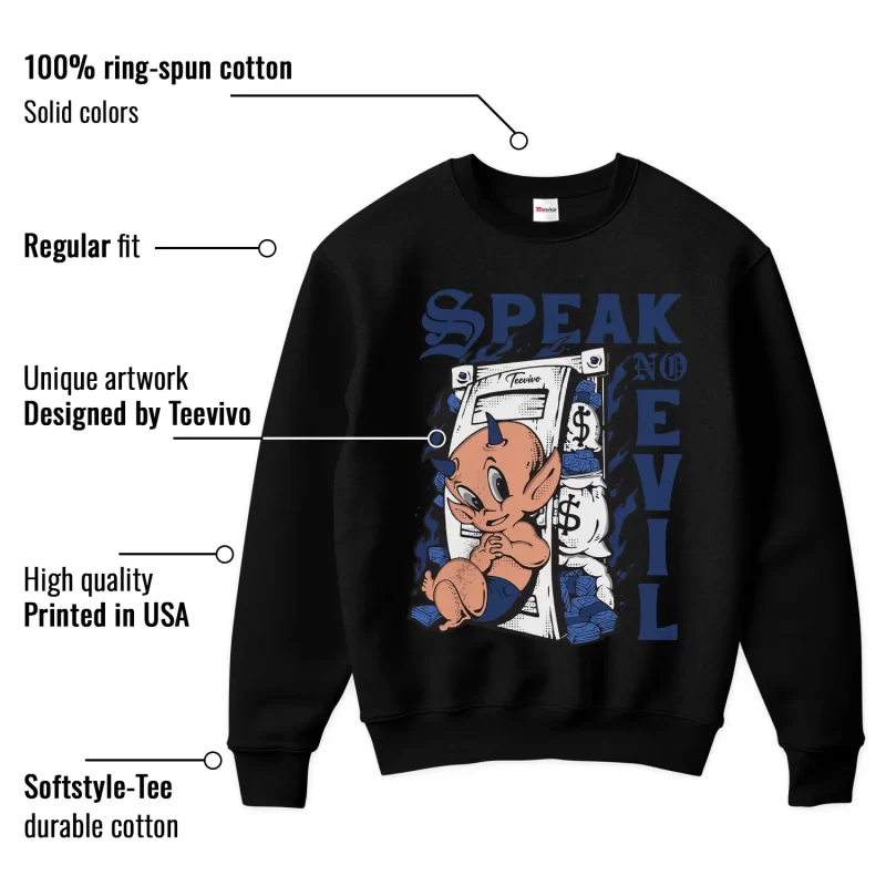 TeeVivo Jordan 4 SB Navy Sweatshirt, Speak no evil Sweatshirt, SB Navy 4s Sweatshirt, Jordan 4 Outfit