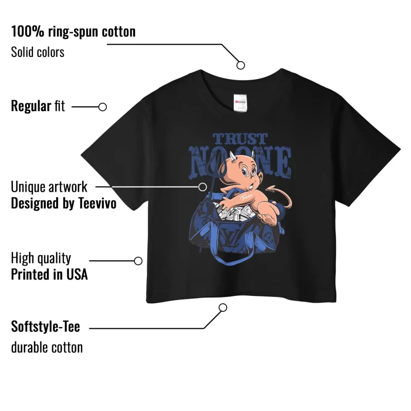 TeeVivo Jordan 4 SB Navy Crop Top, Trust no one Crop Top, SB Navy 4s Crop Top, Jordan 4 Outfit