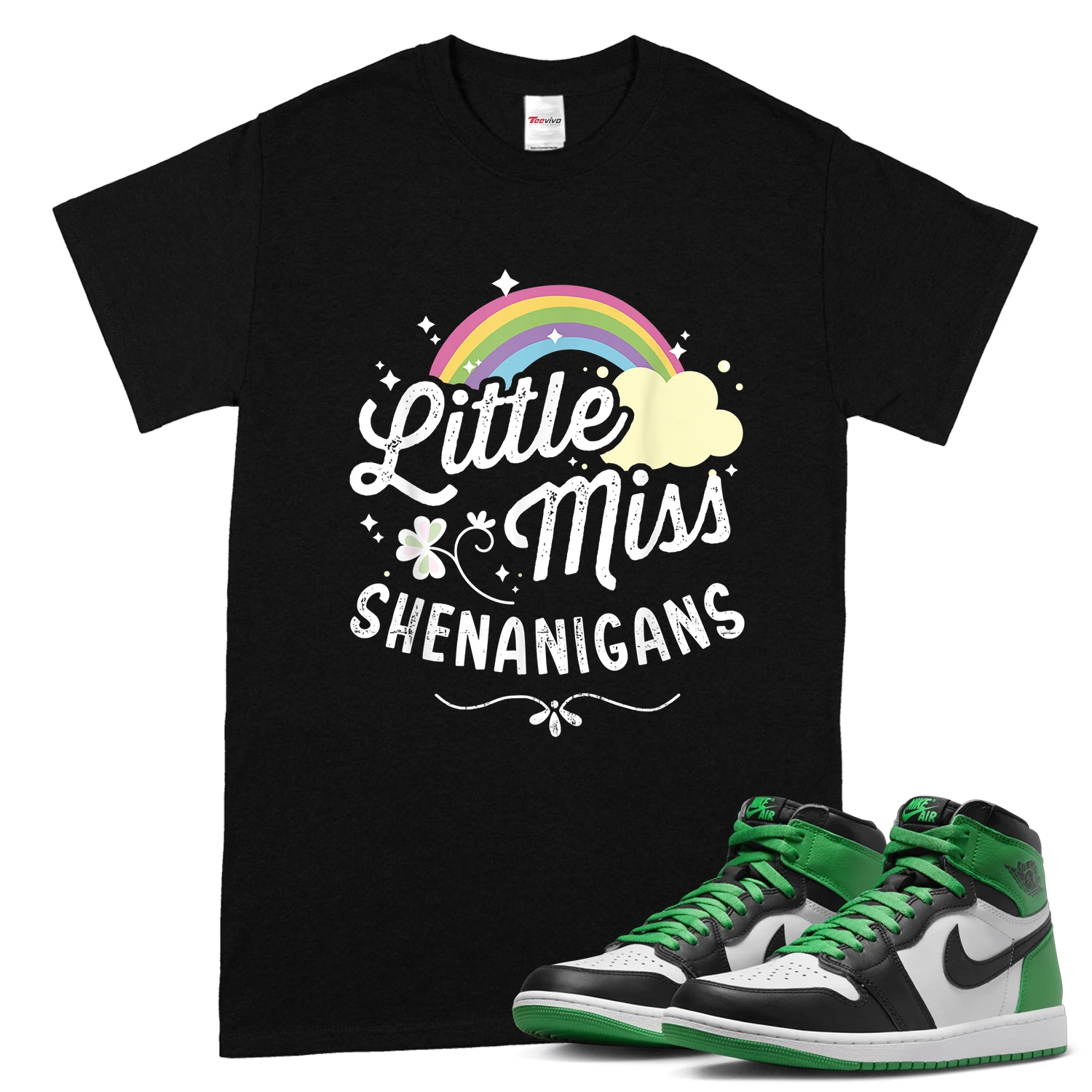 Little miss shenanigans for girls and women St Patricks day T-Shirt match Air Jordan 1  High OG Lucky Green